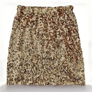 womens Size Small copper full sequin skirt Stretch Bodycon Lined